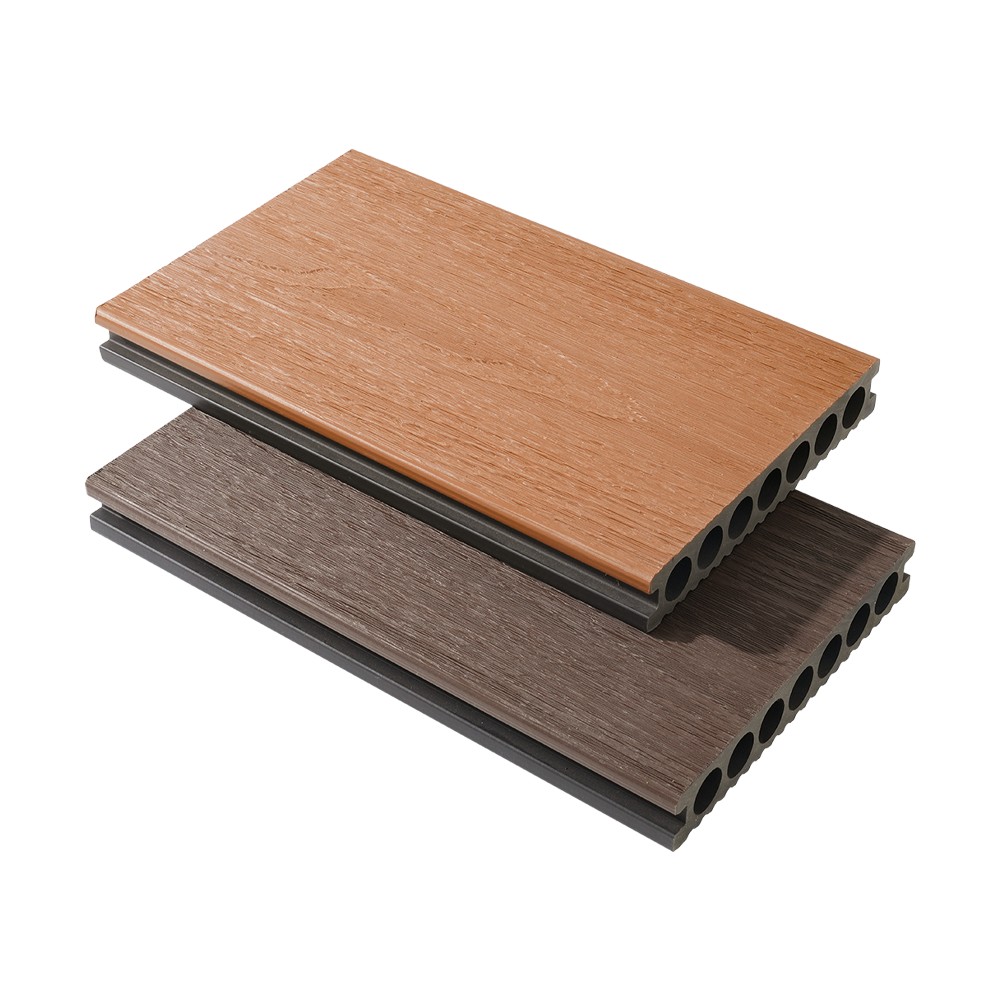 Decking WPC Penyemperitan Bersama Tujuh Lubang（Garis Halus Sebelah Tunggal）