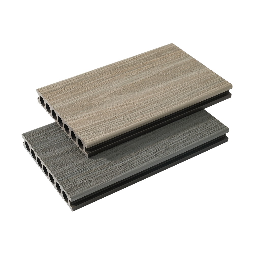 Decking WPC Penyemperitan Bersama Tujuh Lubang（Garis Halus Sebelah Tunggal）