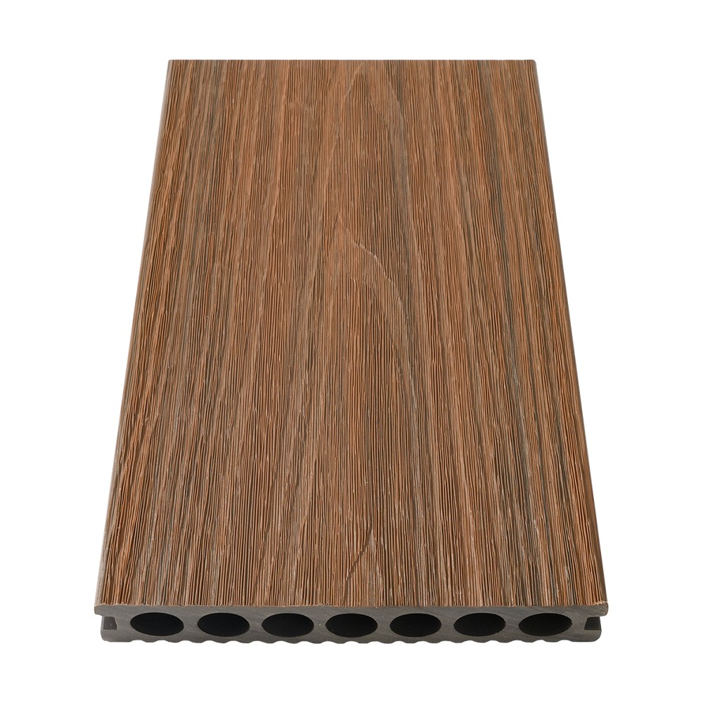 Decking WPC Penyemperitan Bersama Tujuh Lubang（Garis Halus Sebelah Tunggal）