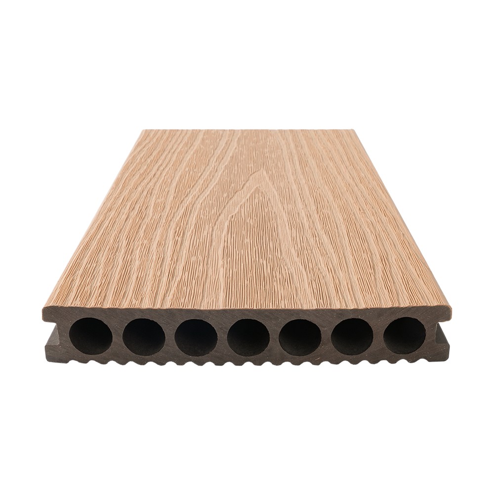 Decking WPC Penyemperitan Bersama Tujuh Lubang（Garis Halus Sebelah Tunggal）