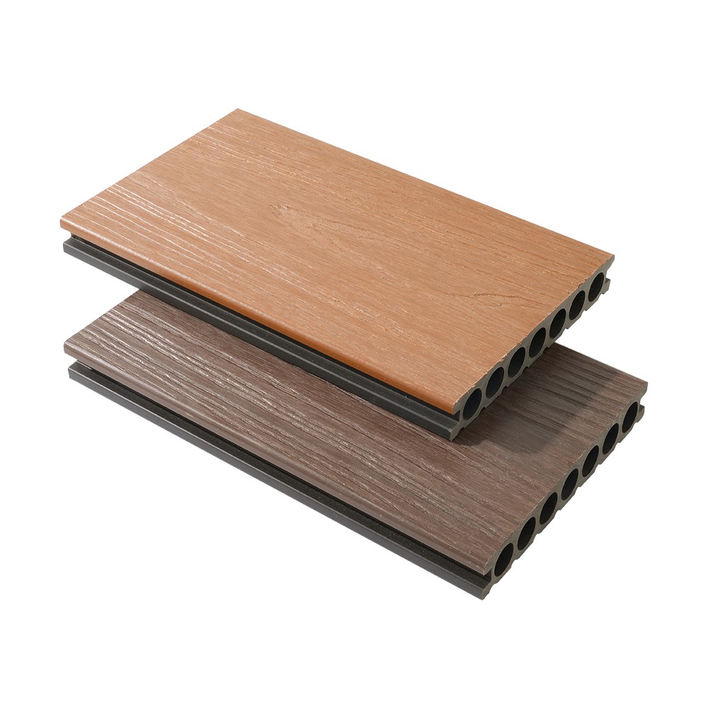 Decking WPC Penyemperitan Bersama Tujuh Lubang（Tekstur Kasar Sebelah Tunggal）