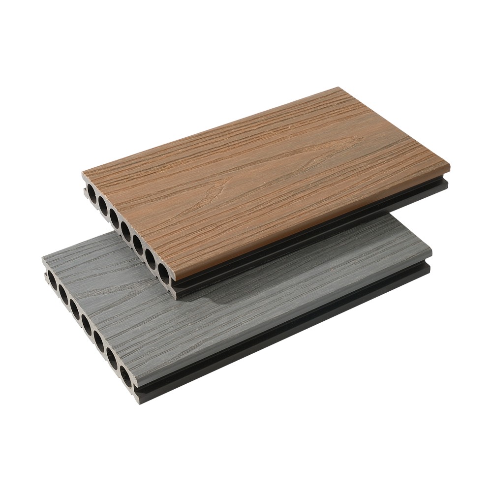 Decking WPC Penyemperitan Bersama Tujuh Lubang（Tekstur Kasar Sebelah Tunggal）
